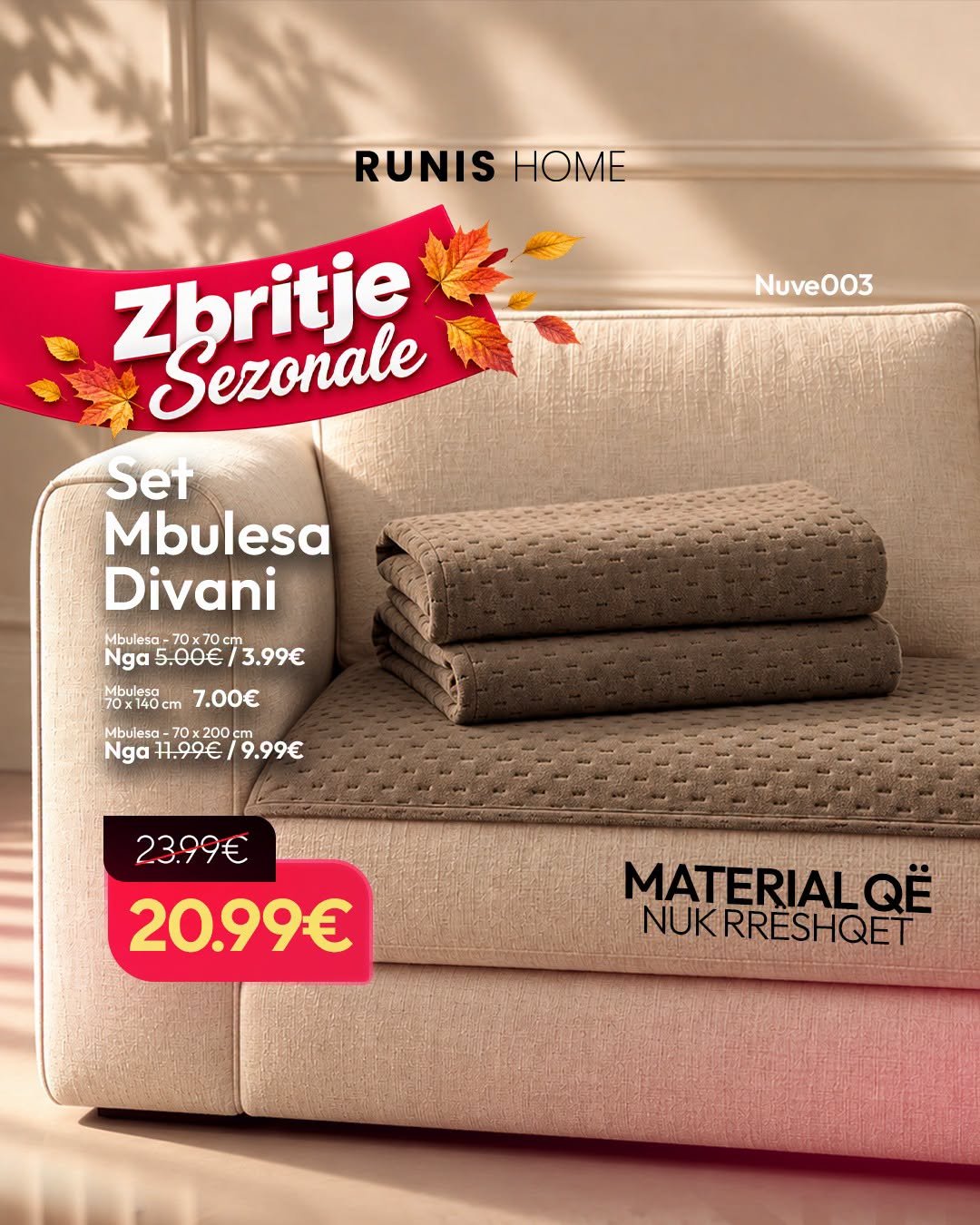 Mbulesa Divani Nuve – Material që nuk rrëshqet - Figura 3