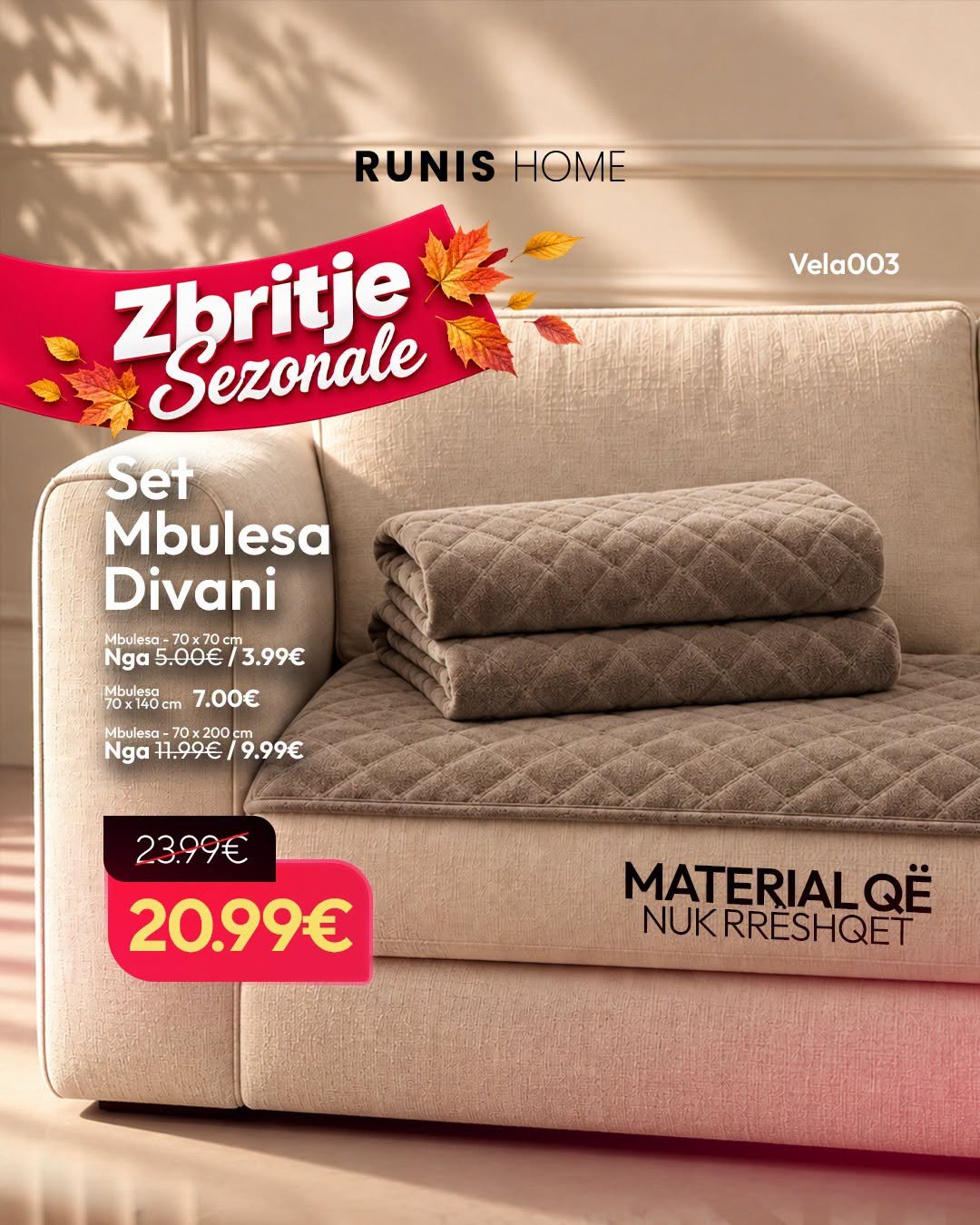 Mbulesa Divani Vela – Material që nuk rrëshqet - Figura 3